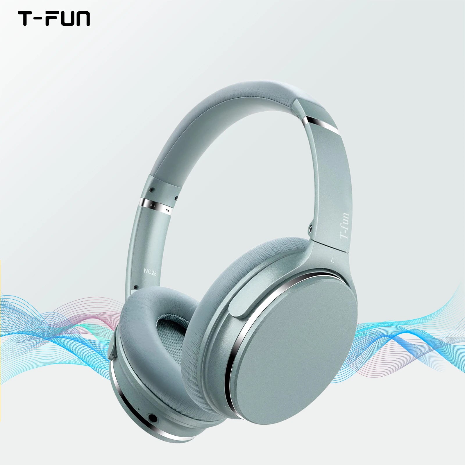 T-fun NC25 Hybrid Noise Cancelling Headphones Wireless 50H - Antland Marketplace