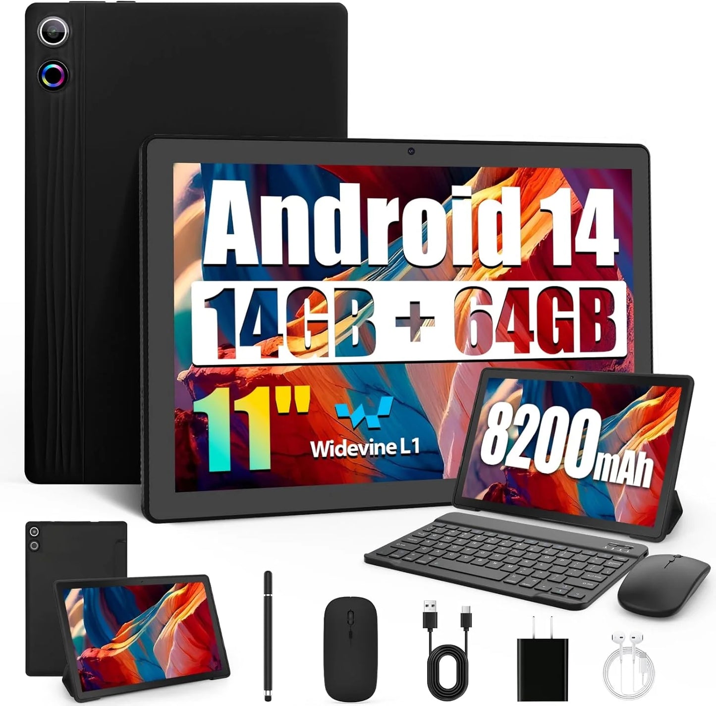 BestSki 11 Inch Android Tablet 14GB RAM 64GB Storage