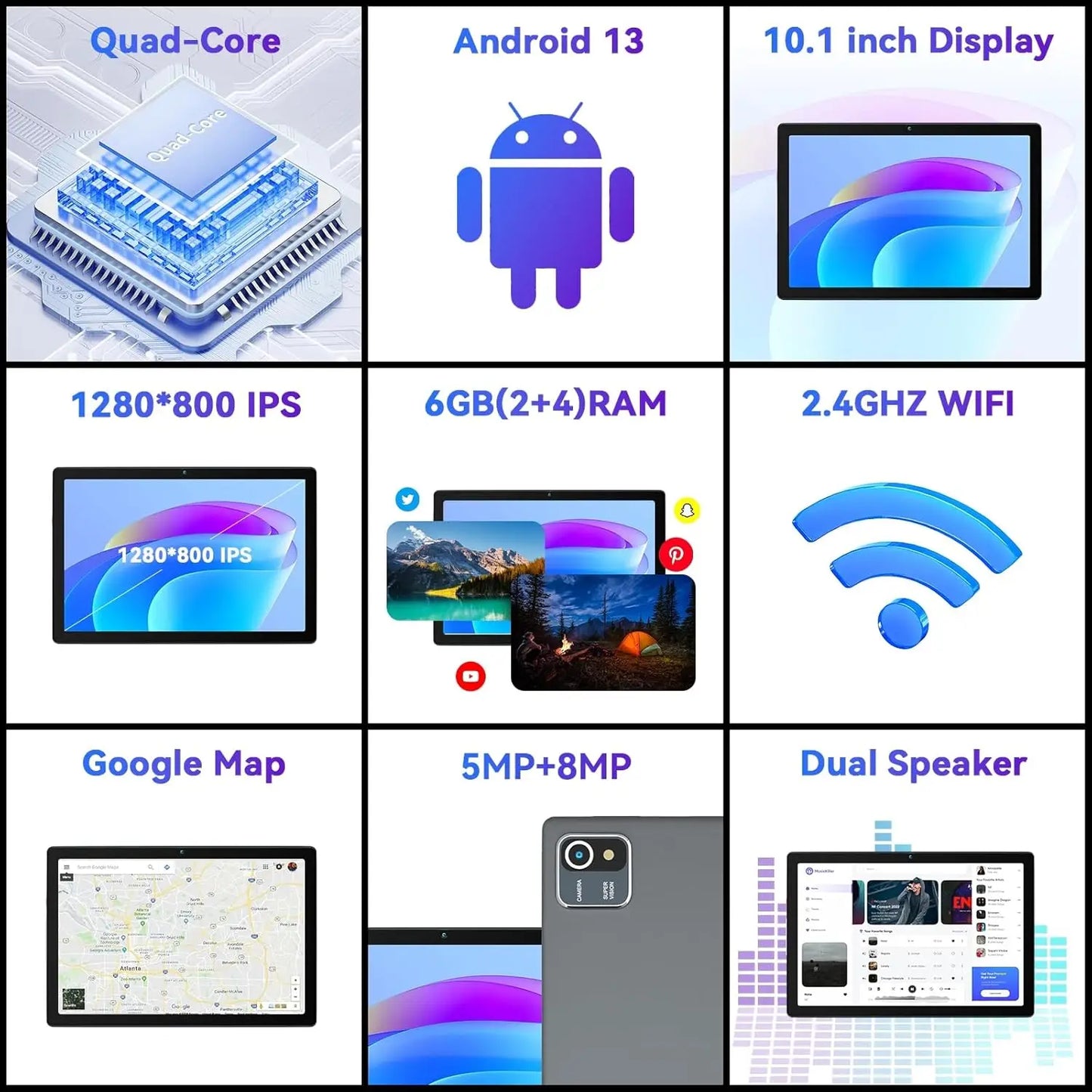 AEEZO MB1001 10 Inch Android Tablet 6GB RAM 64GB Storage