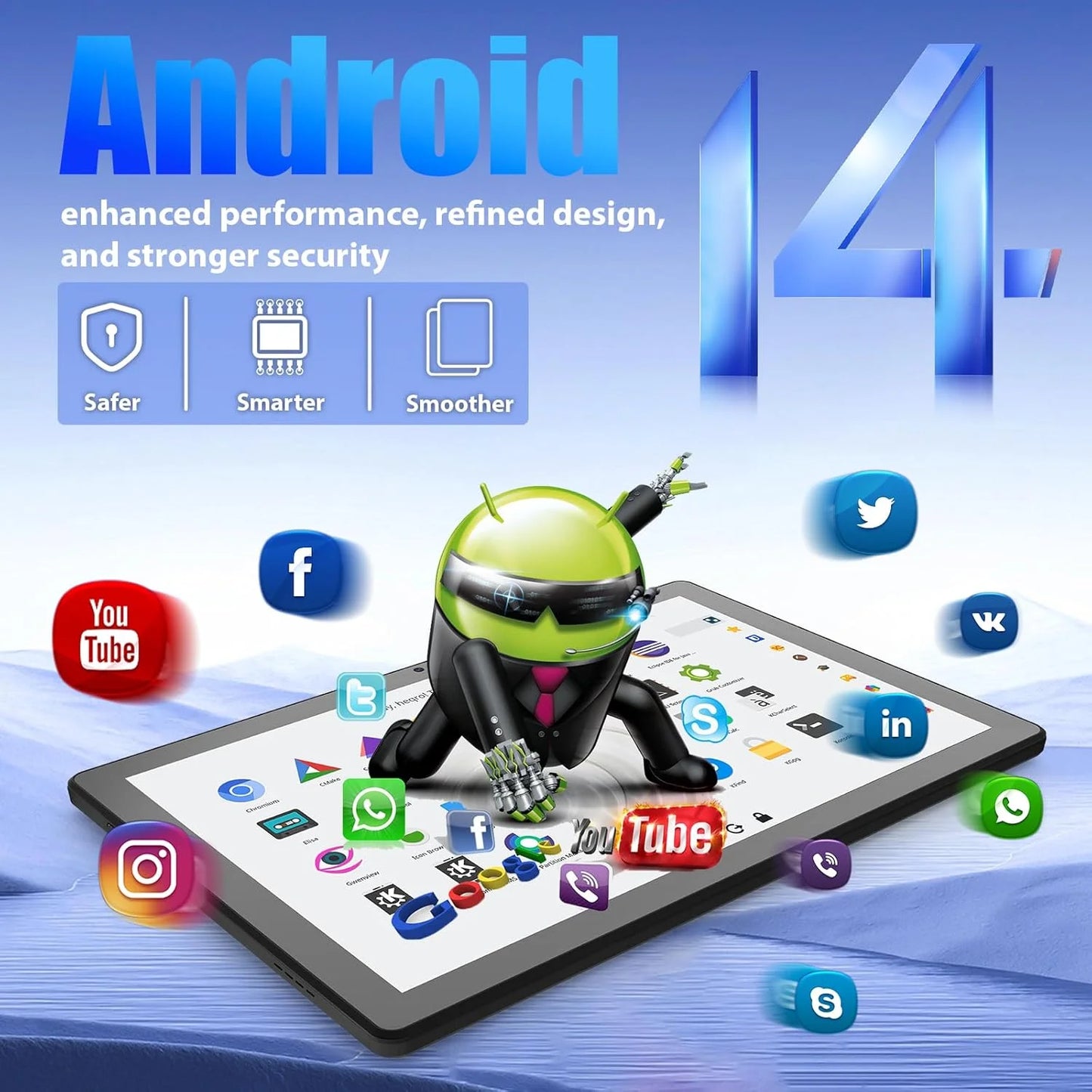 BestSki 11 Inch Android Tablet 14GB RAM 64GB Storage