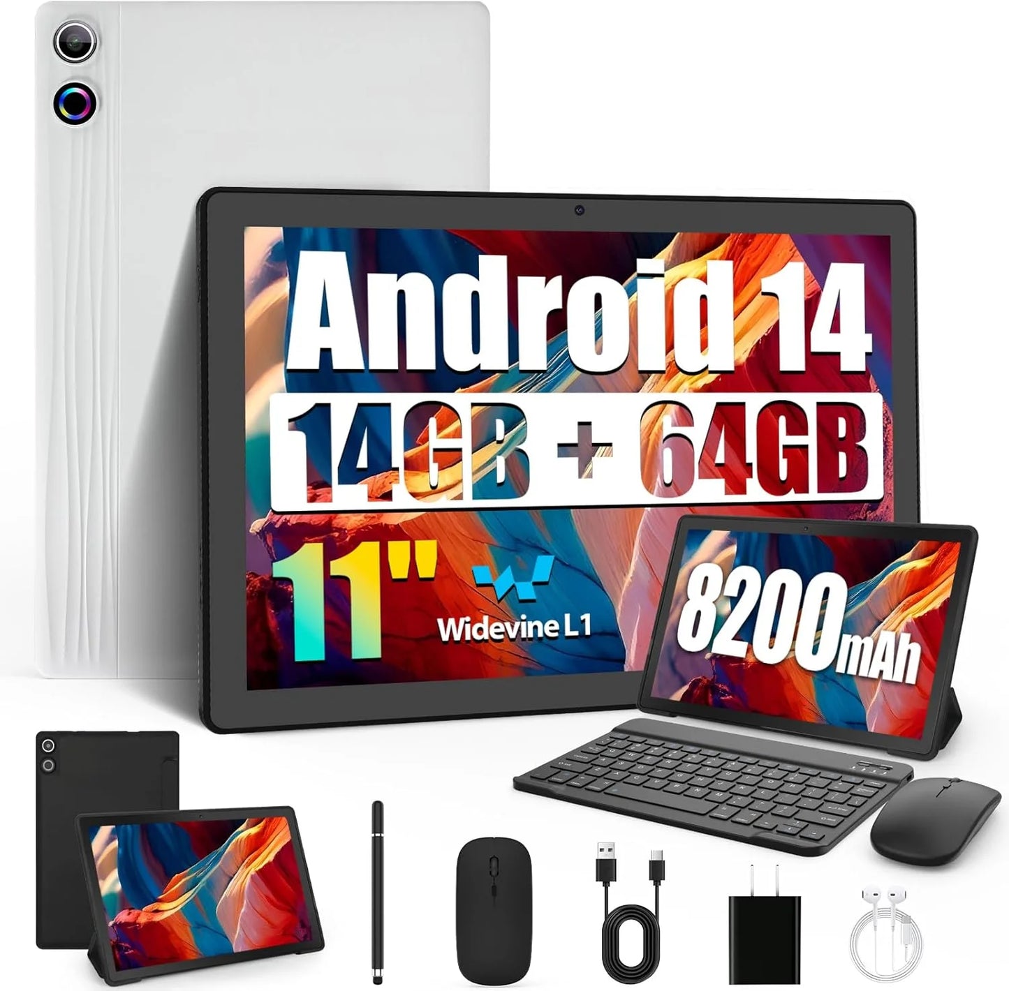 BestSki 11 Inch Android Tablet 14GB RAM 64GB Storage