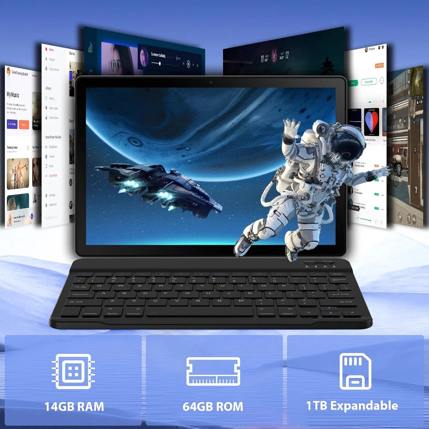 BestSki 11 Inch Android Tablet 14GB RAM 64GB Storage