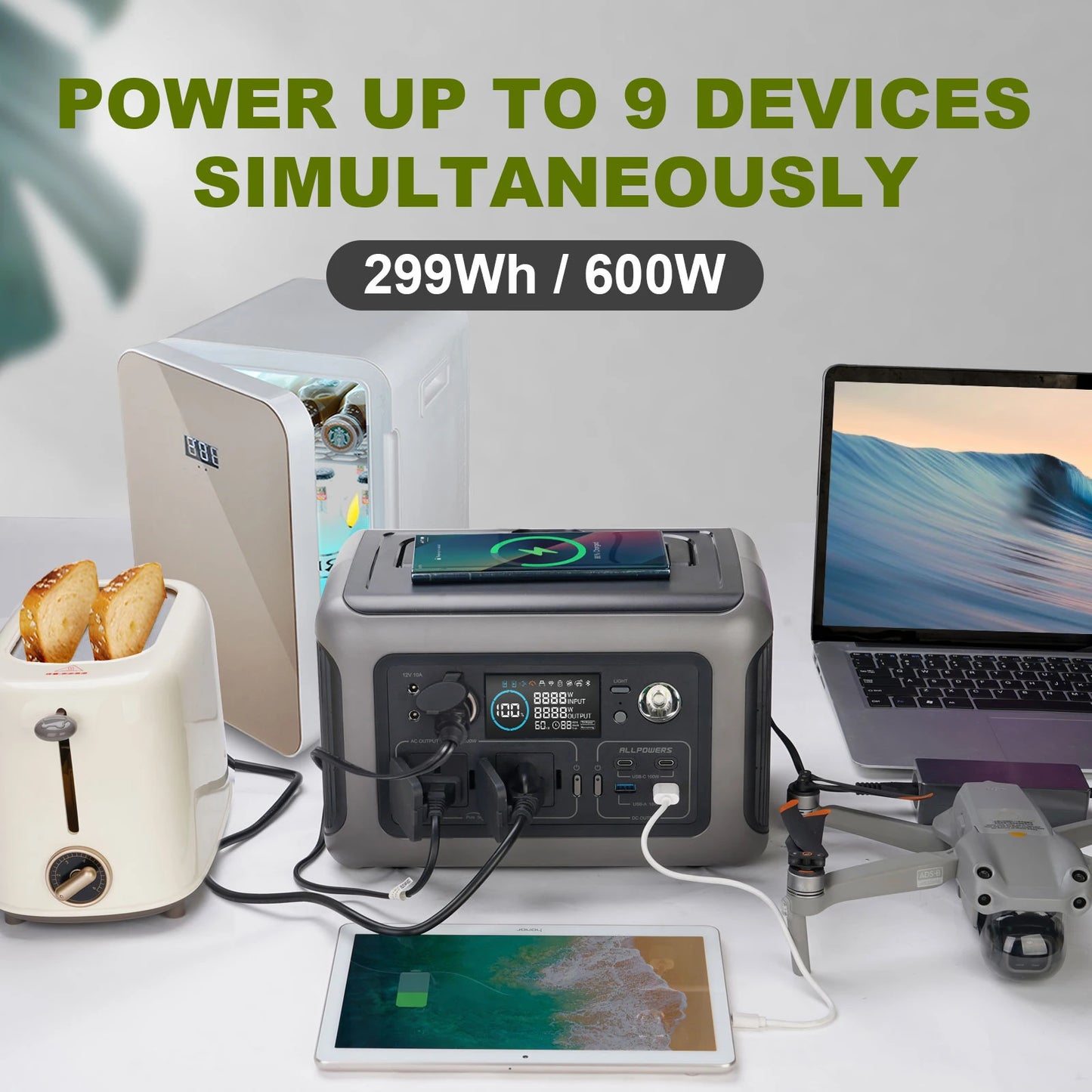 ALLPOWERS Portable Power Station R600 299Wh LiFePO4 Battery