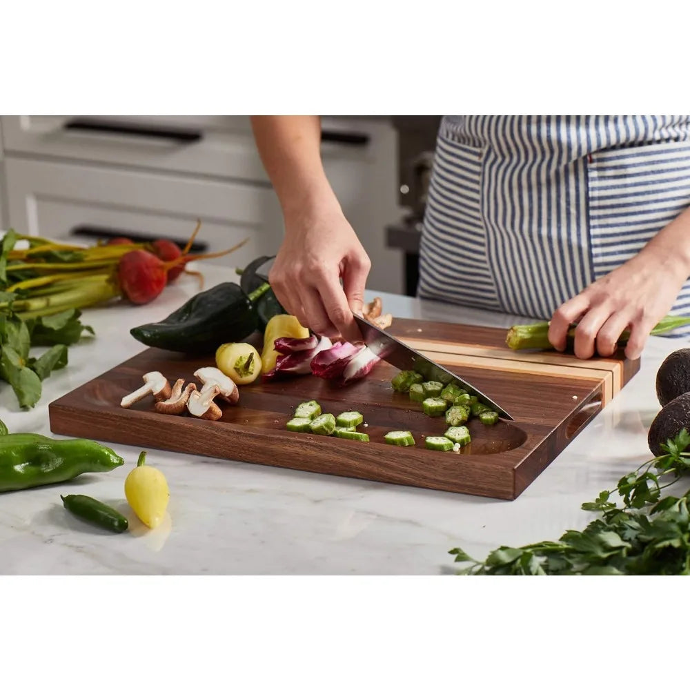 Walnut Cherry Maple Wood Cutting Board Sorting Compartment