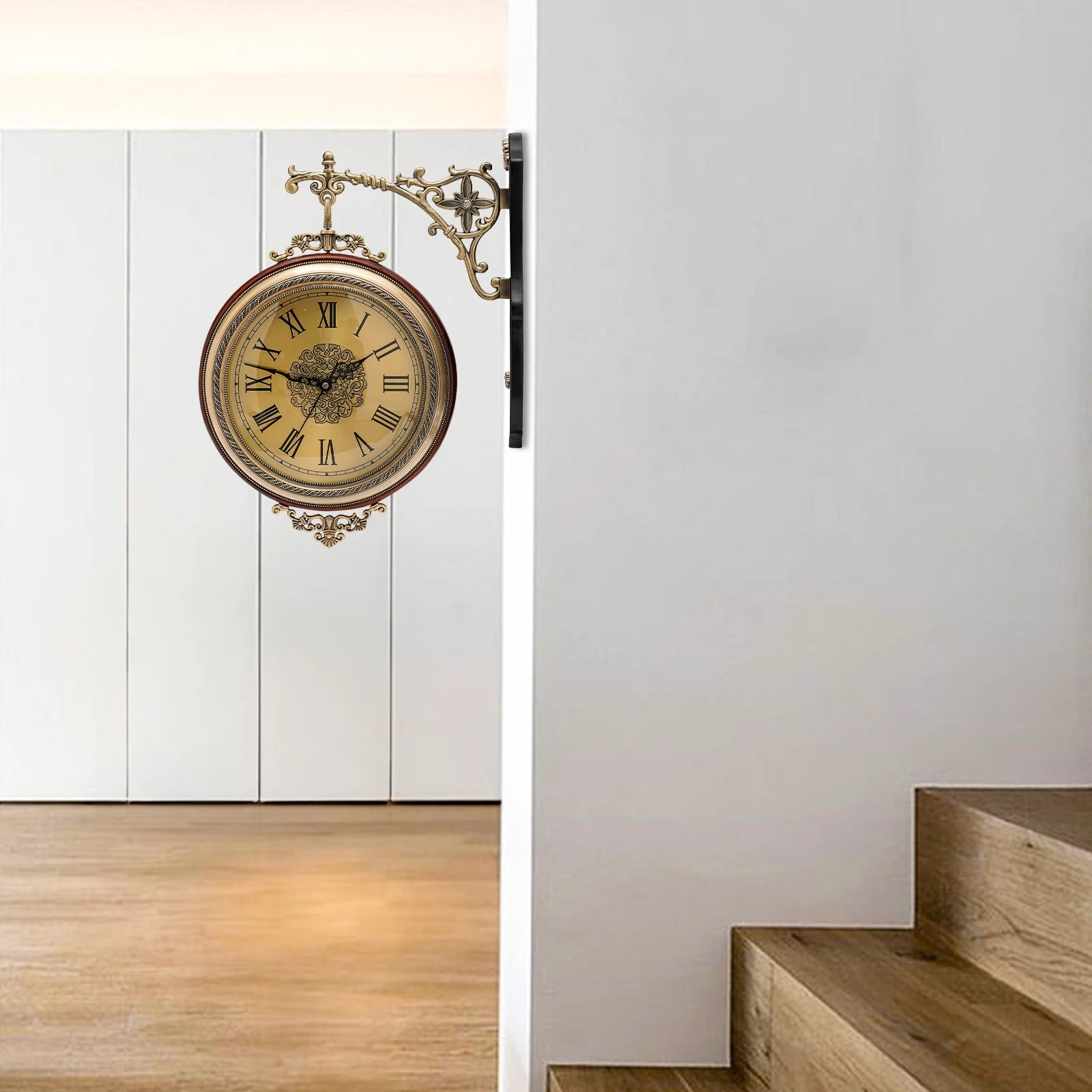 Double Sided Vintage Wall Clock 12 Inch Silent Sweep Design - Antland Marketplace