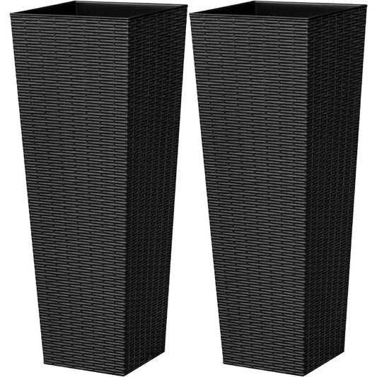 Hign Concerned Planters With Rattan Texture Drainage Holes