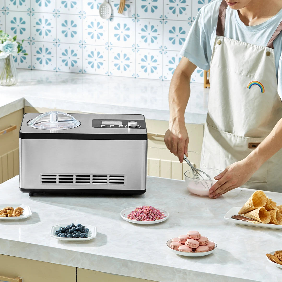 SucceBuy Automatic Ice Cream Maker With Compressor 2 Qt