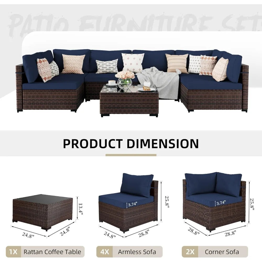 Zhuoting Outdoor Patio Furniture Set Sectional Sofa Wicker
