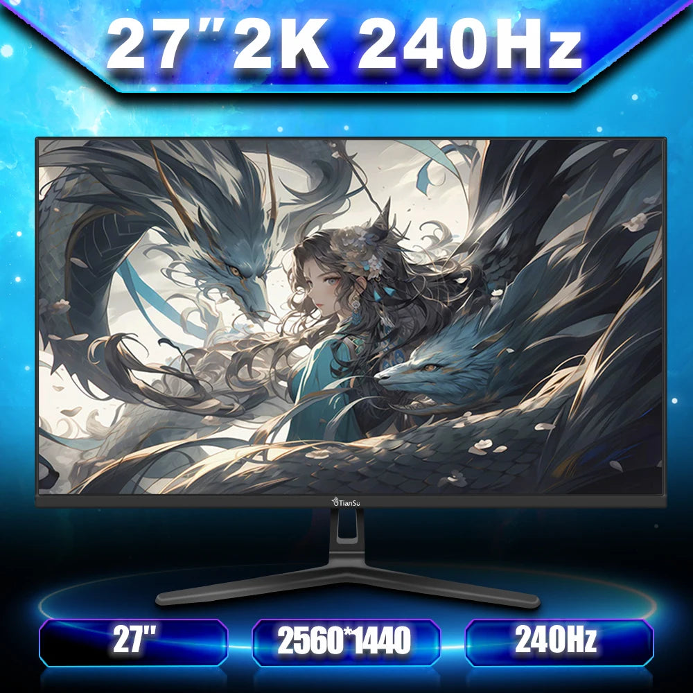 Tiansu 27 Inch 2560x1440 IPS Gaming Monitor 144Hz 1ms HDMI