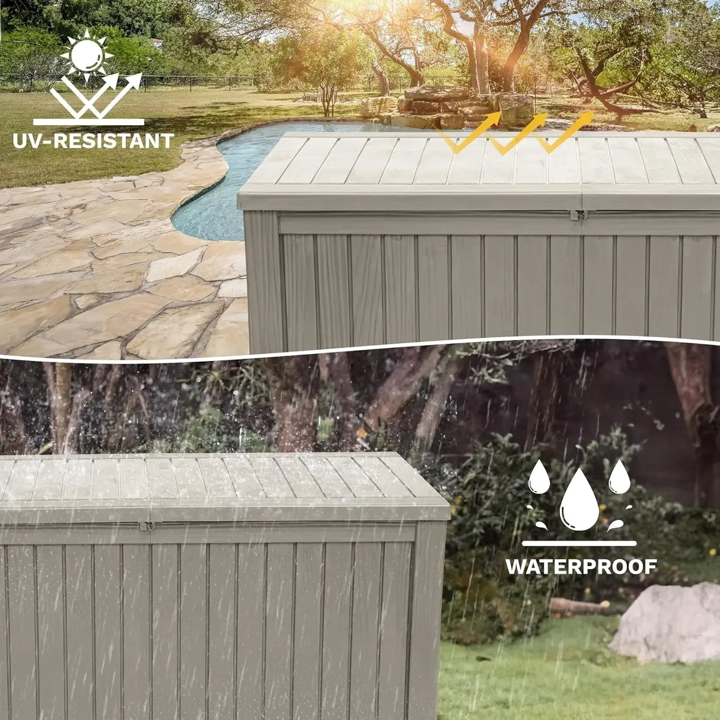 Hignconcerned Patio Deck Box Waterproof Resin Storage