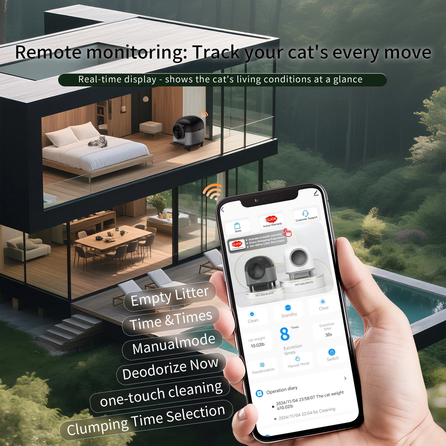Automatic Self Cleaning Cat Litter Box With App Control