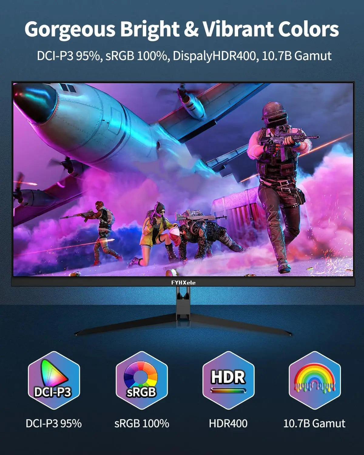 FYHXele 32 Inch 4K 144Hz IPS Gaming Monitor FreeSync GSync