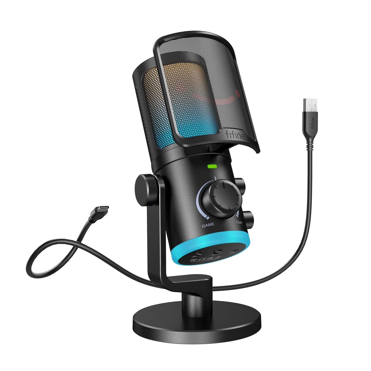FIFINE USB Gaming Microphone with Noise Cancellation and RGB - Antland Marketplace