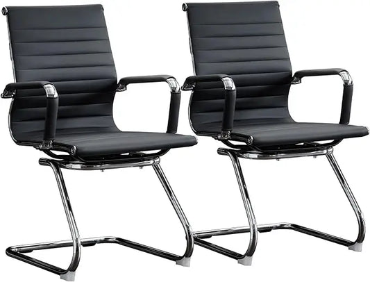 Modern Leather Office Chair Set Of 2 For Reception Rooms