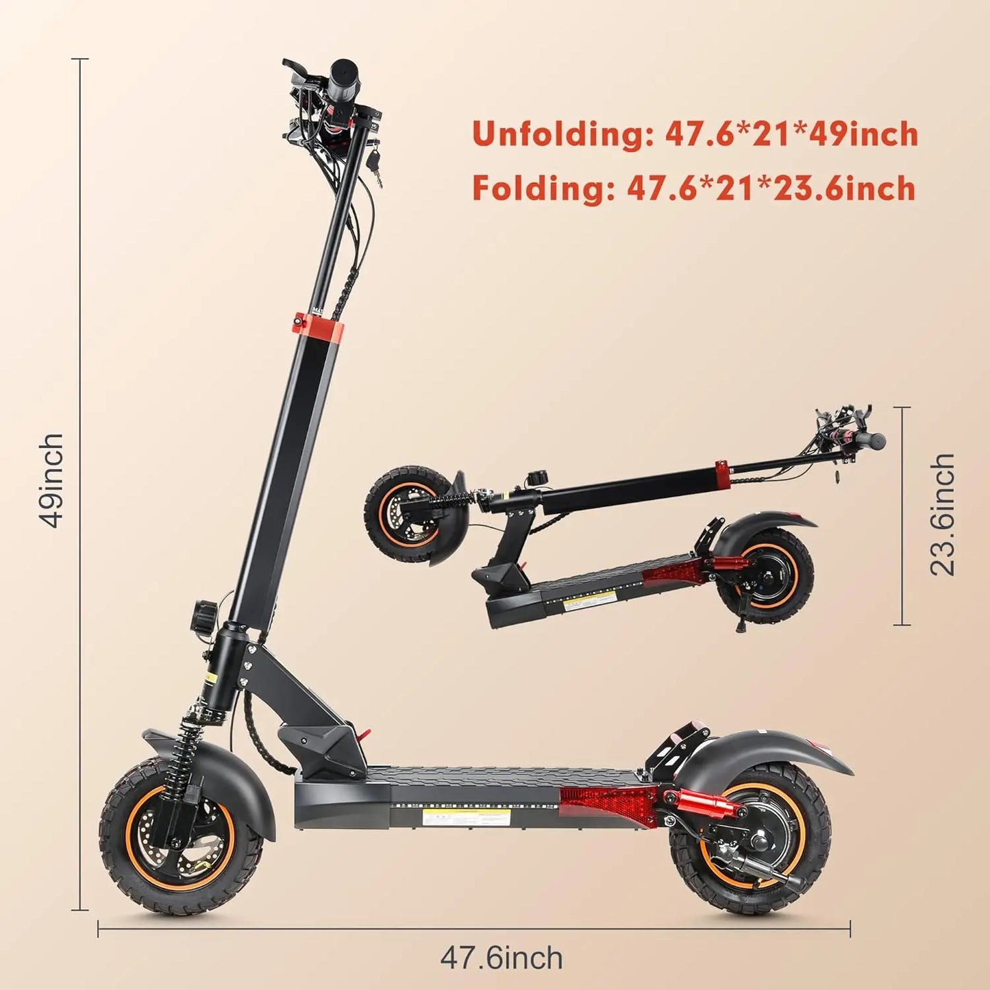 Folding 800W Electric Scooter For Adults Off Road Dual Shock Absorption