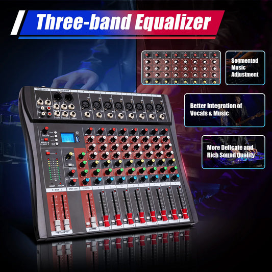 8 Channel Bluetooth Mixing Console with MP3 Recorder