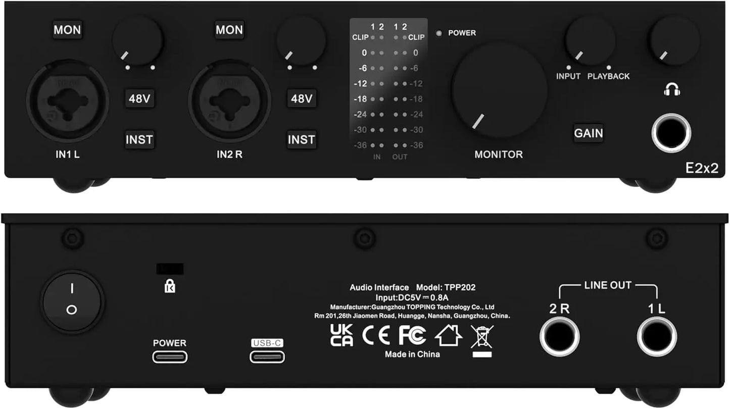 E2X2 USB Audio Interface High Performance Mixer and Recorder