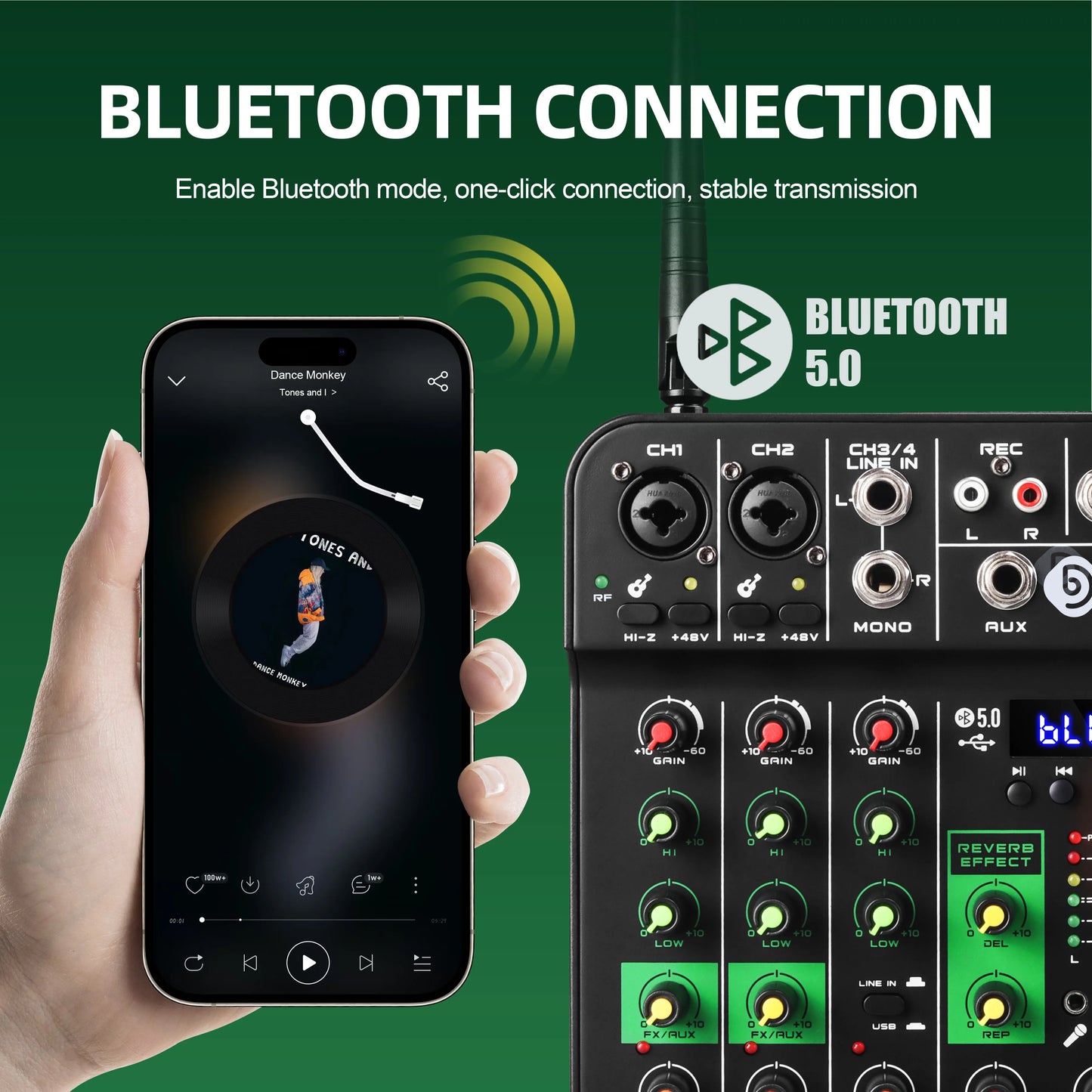 Debra 4 Channel Wireless Audio Mixer with Bluetooth Function