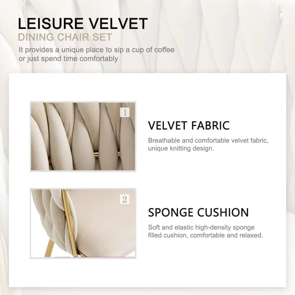 Velvet Dining Chairs Set Of 2 With Gold Metal Legs Modern