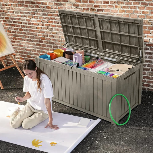Hignconcerned Patio Deck Box Waterproof Resin Storage