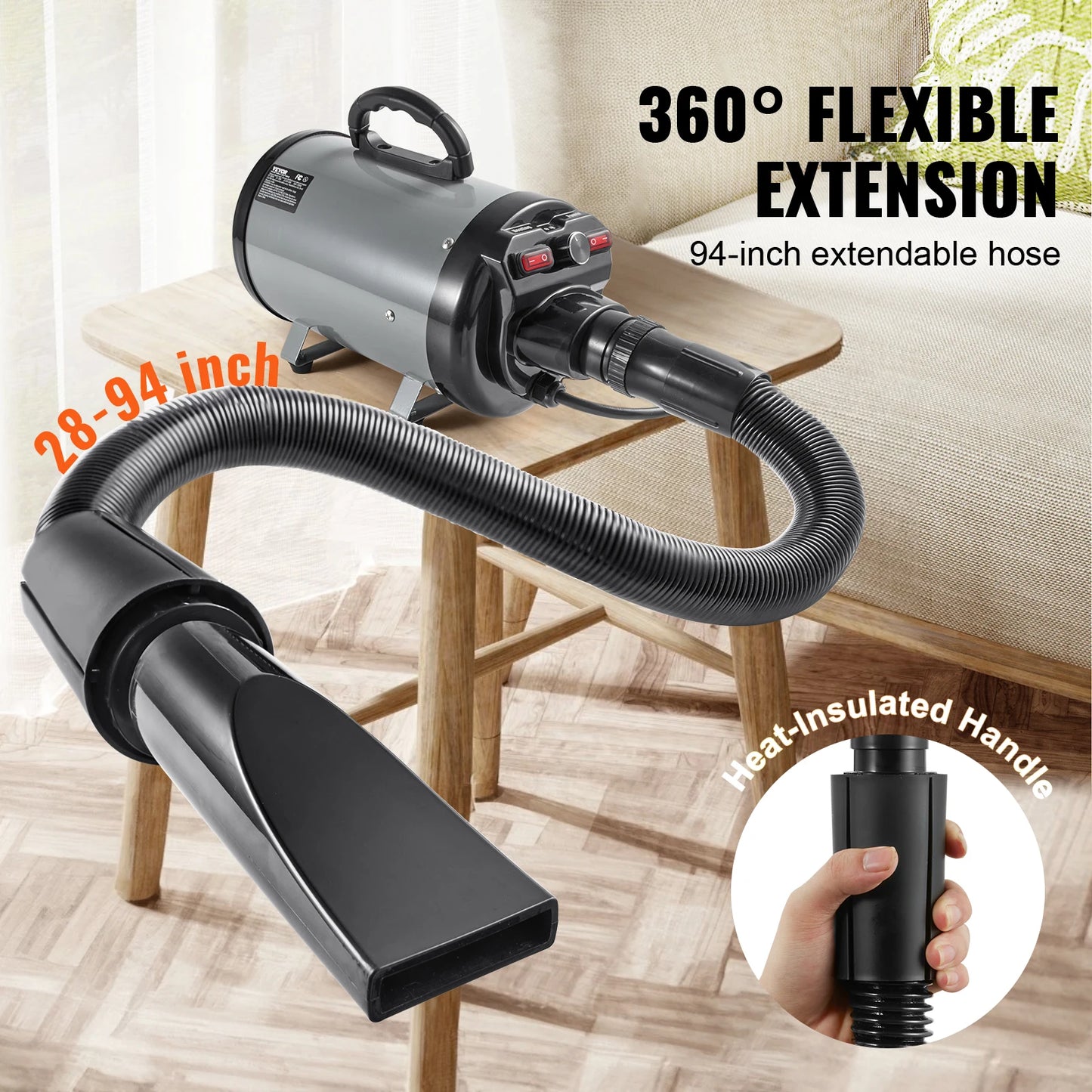 VEVOR 2000W Dog Blow Dryer with Adjustable Speed and Nozzles - Antland Marketplace