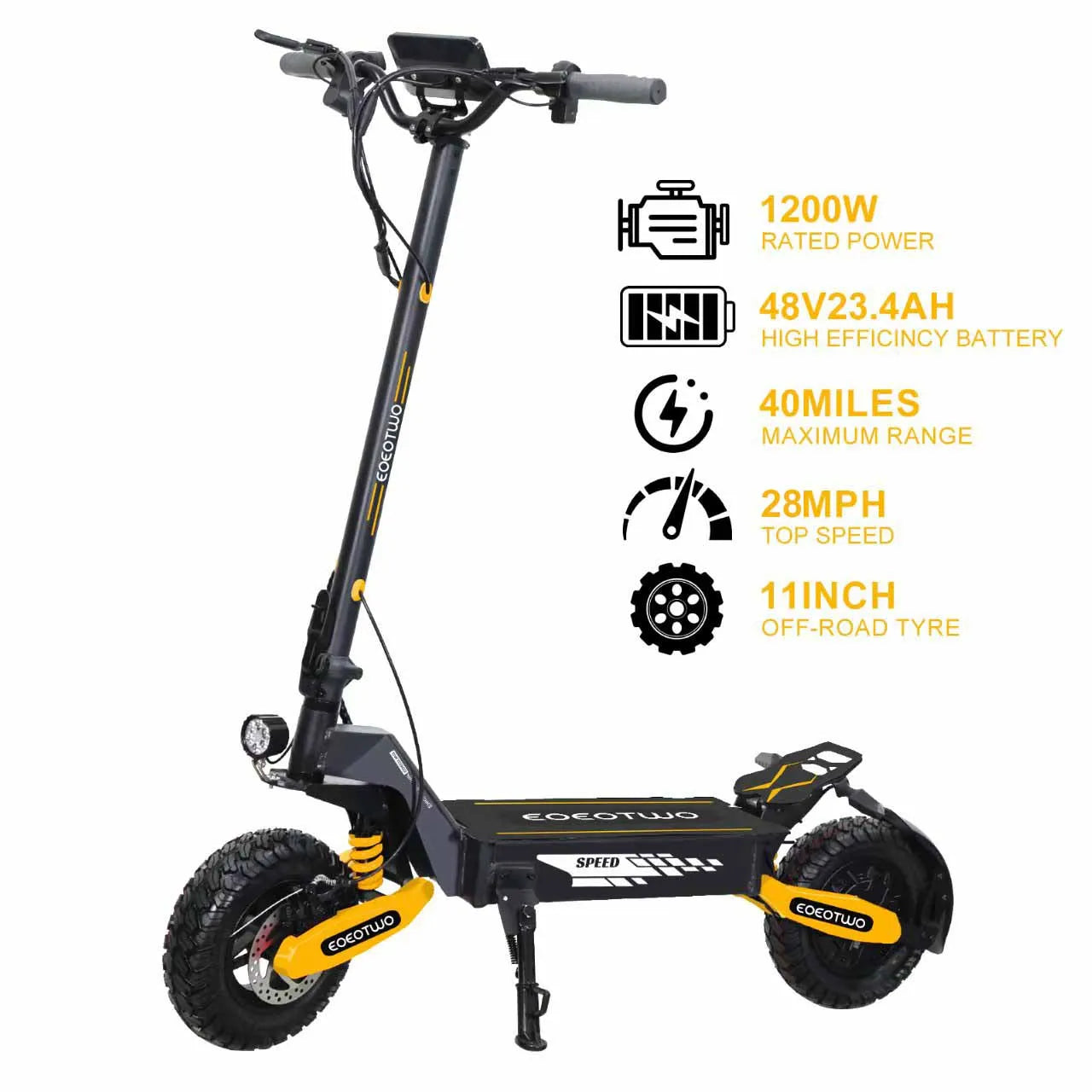 EOEOTWO GT06 Electric Scooter 1200W Dual Suspension Up To 30 MPH