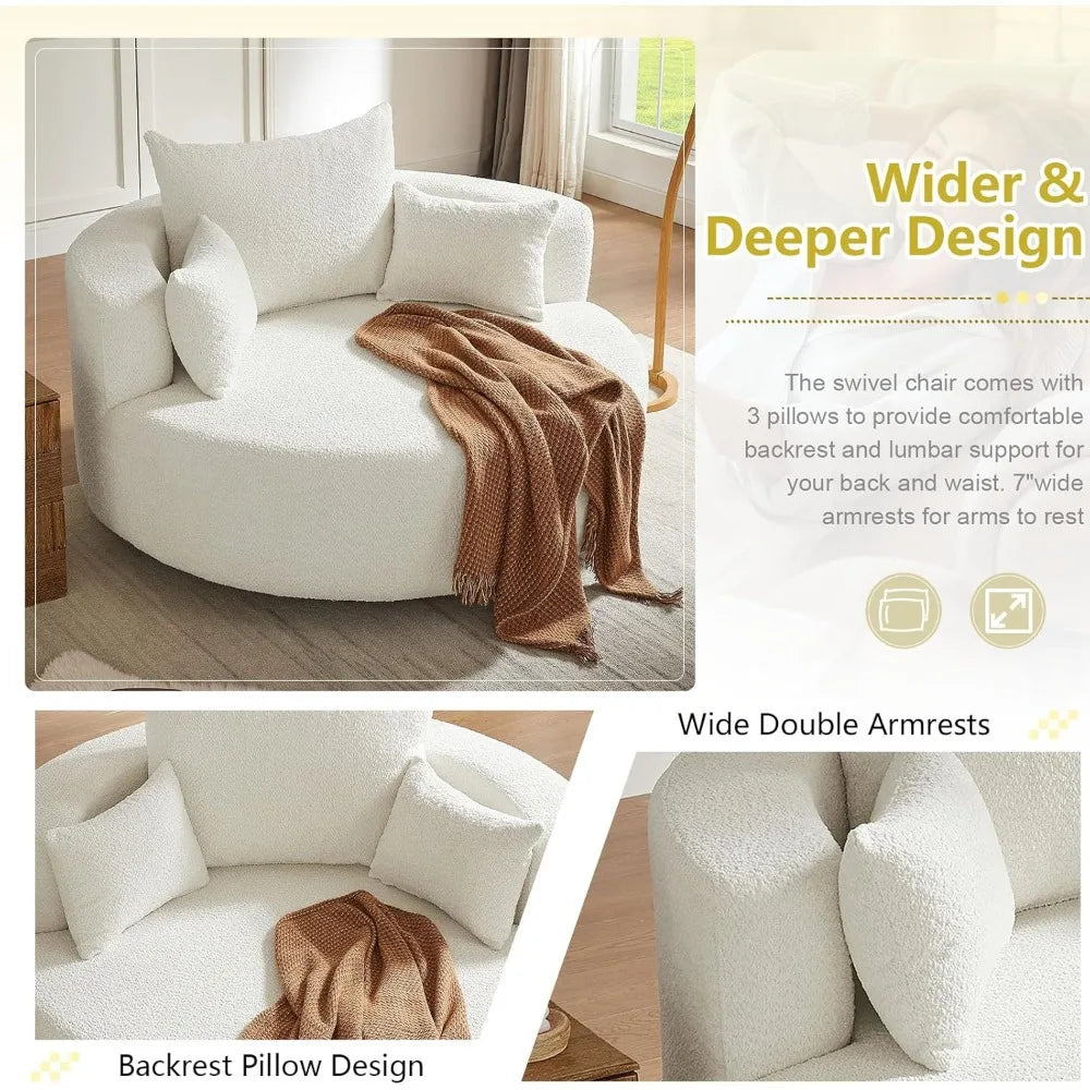 55 Inch Oversized Round Swivel Chaise Lounge Chair - Antland Marketplace