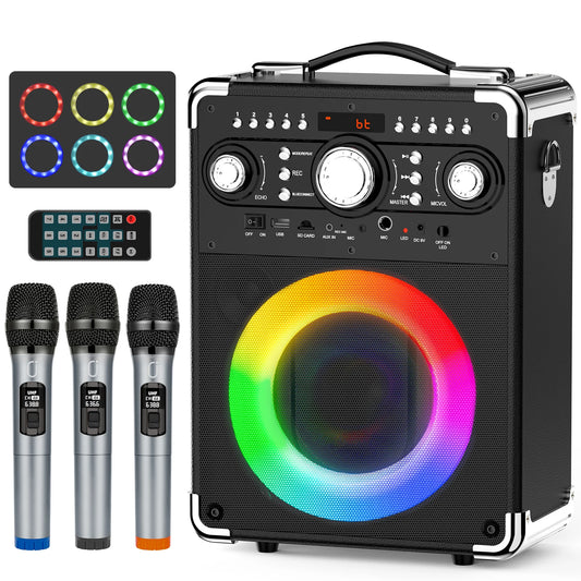 FanFun Karaoke Machine with DJ Disco Ball and 3 Mics