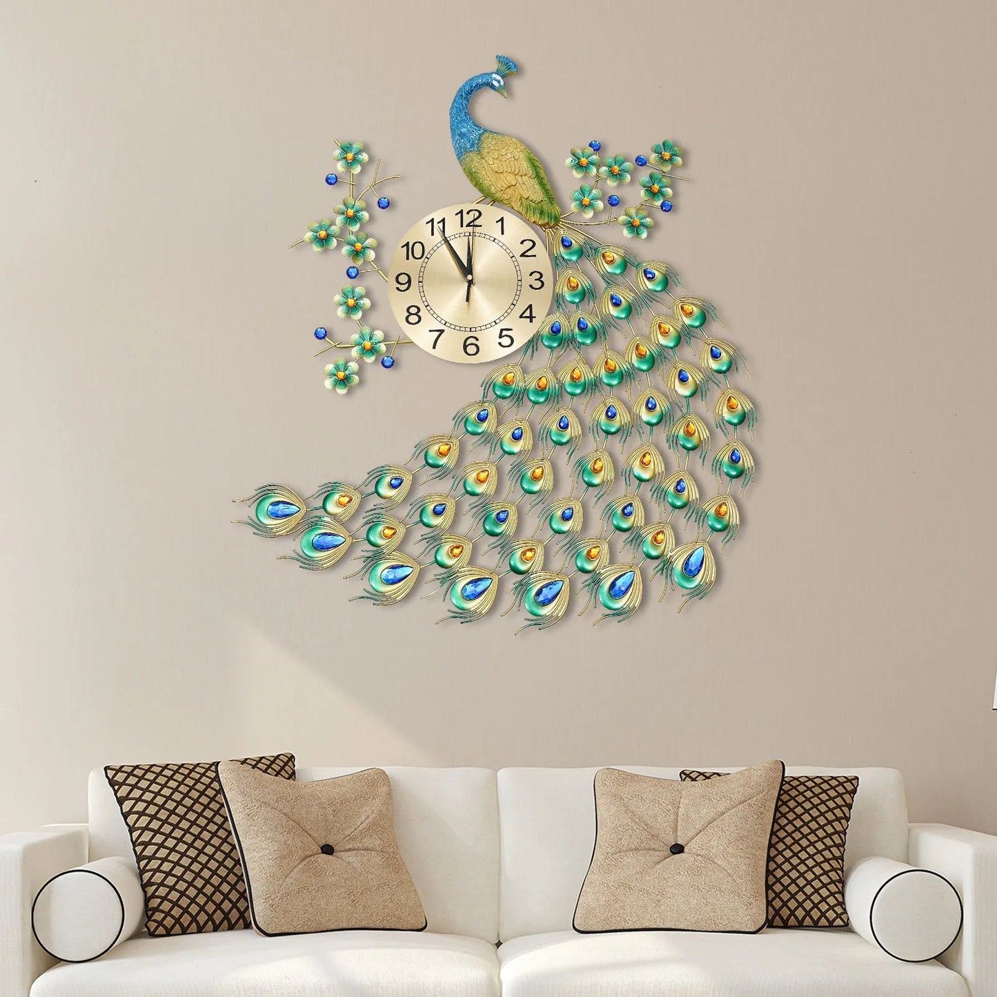 3D European Style Peacock Wall Clock for Modern Decor - Antland Marketplace