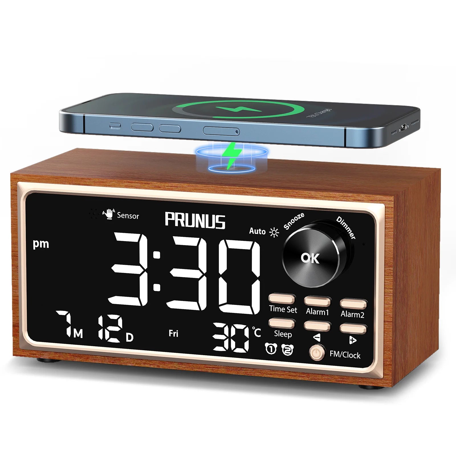 Retro Vintage Dual Alarm Clock Radio with Wireless Charging - Antland Marketplace