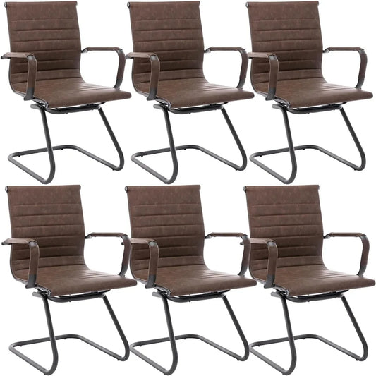 Leather Office Guest Chair With Sled Base For Waiting Room