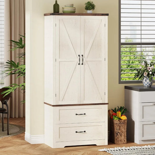 Modern Farmhouse Kitchen Storage Cabinet With Barn Doors