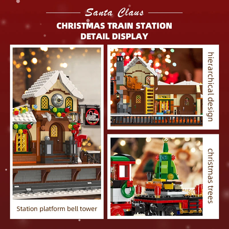 1362 Pieces Christmas Train Station Building Blocks Kit
