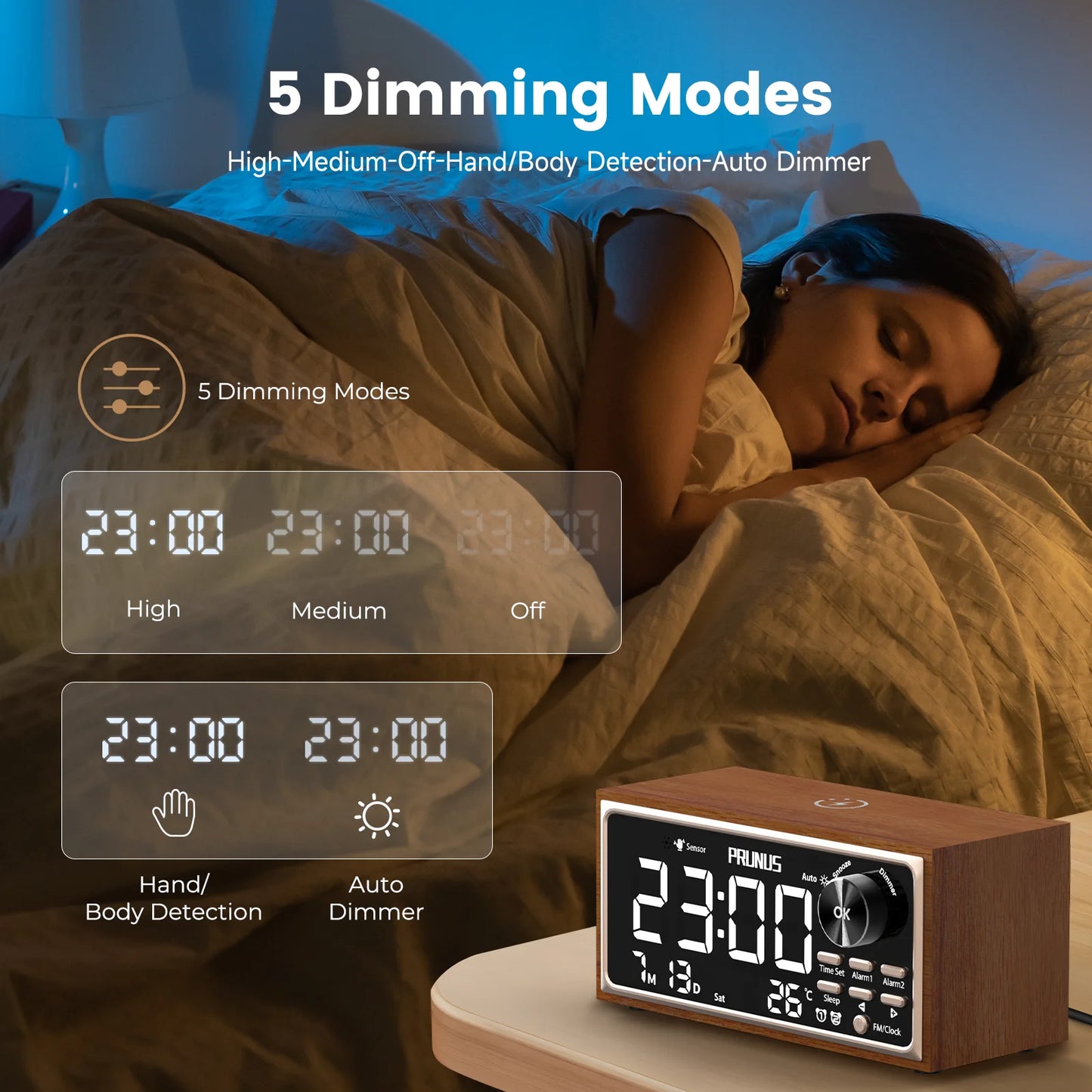 Retro Vintage Dual Alarm Clock Radio with Wireless Charging - Antland Marketplace