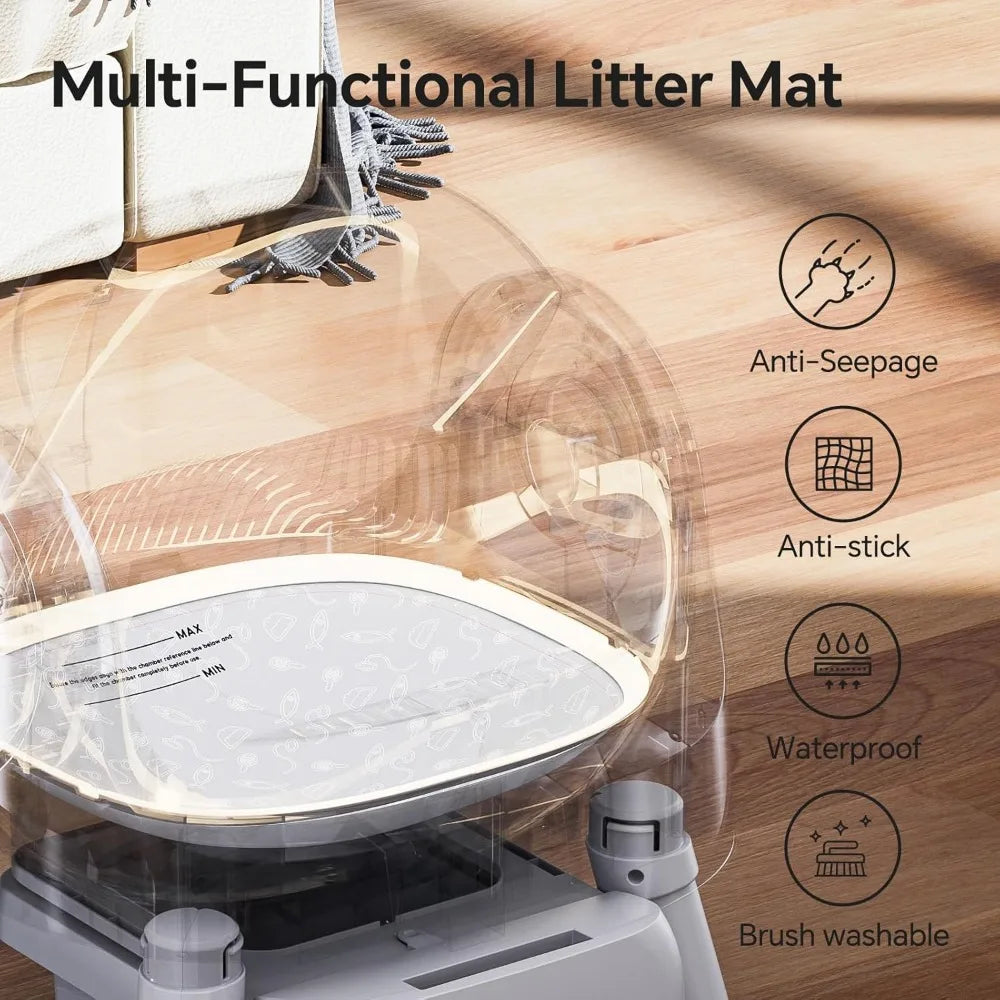 Automatic Open Litter Box For Multiple Cats With Sensors