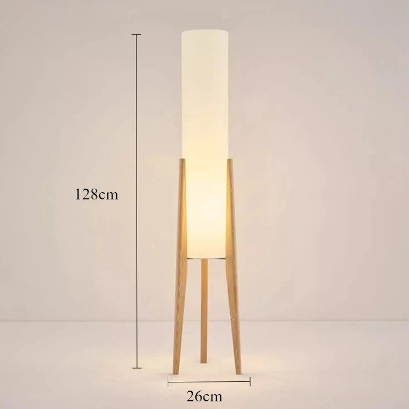 Japanese Retro Wabi Sabi Solid Wood Floor Lamp E27 LED