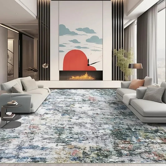 Modern Abstract Washable 8x10 Area Rug For Living Room