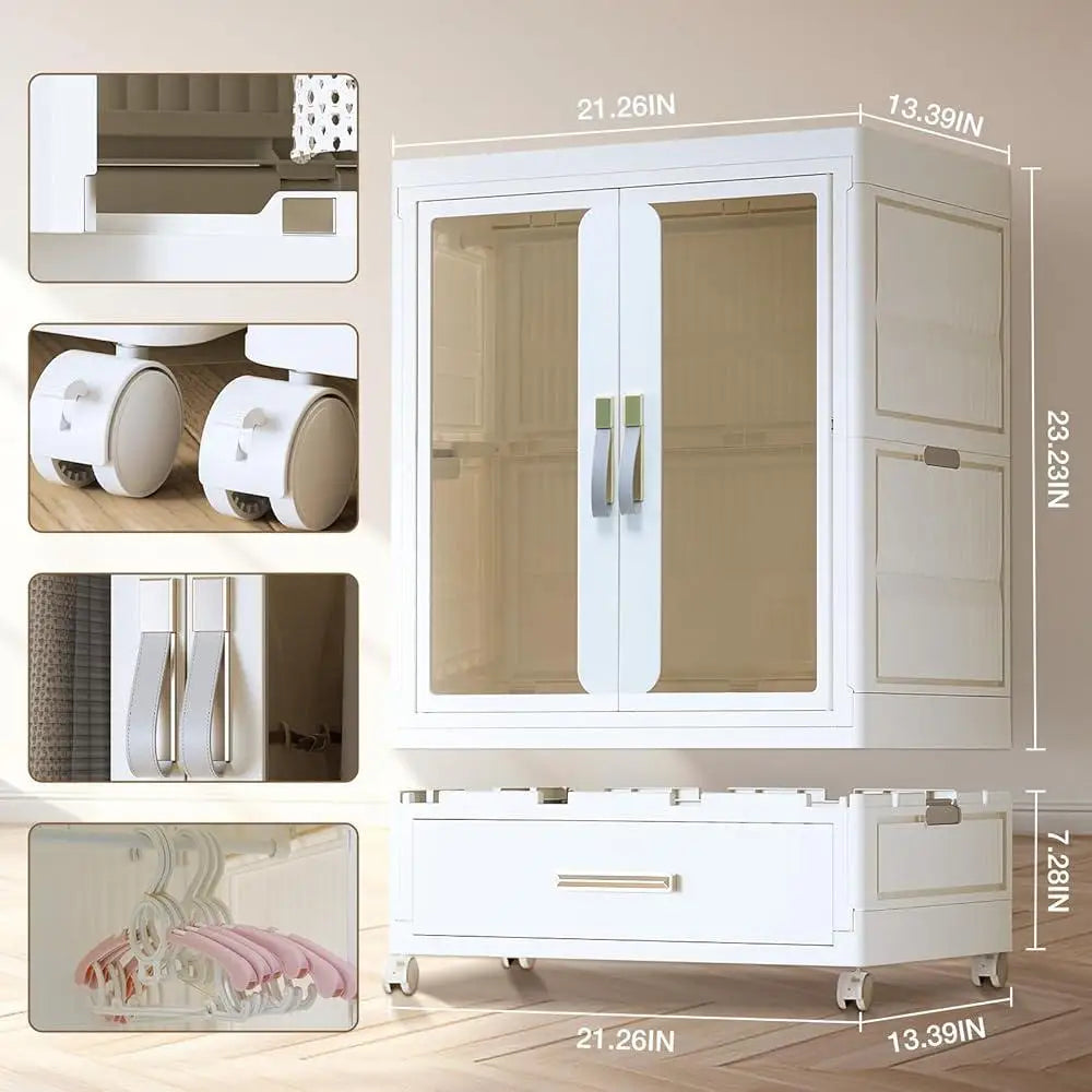 Stackable Pet Wardrobe Storage Bins With Doors And Wheels