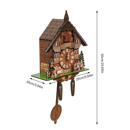 Cuckoo Clock Wall Mount Swing Alarm Bird Clock In Imitation Wood Style With Easy Read Dials For Living Room