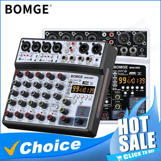 BOMGE Wireless 6 Channel Audio Mixer USB Sound Card