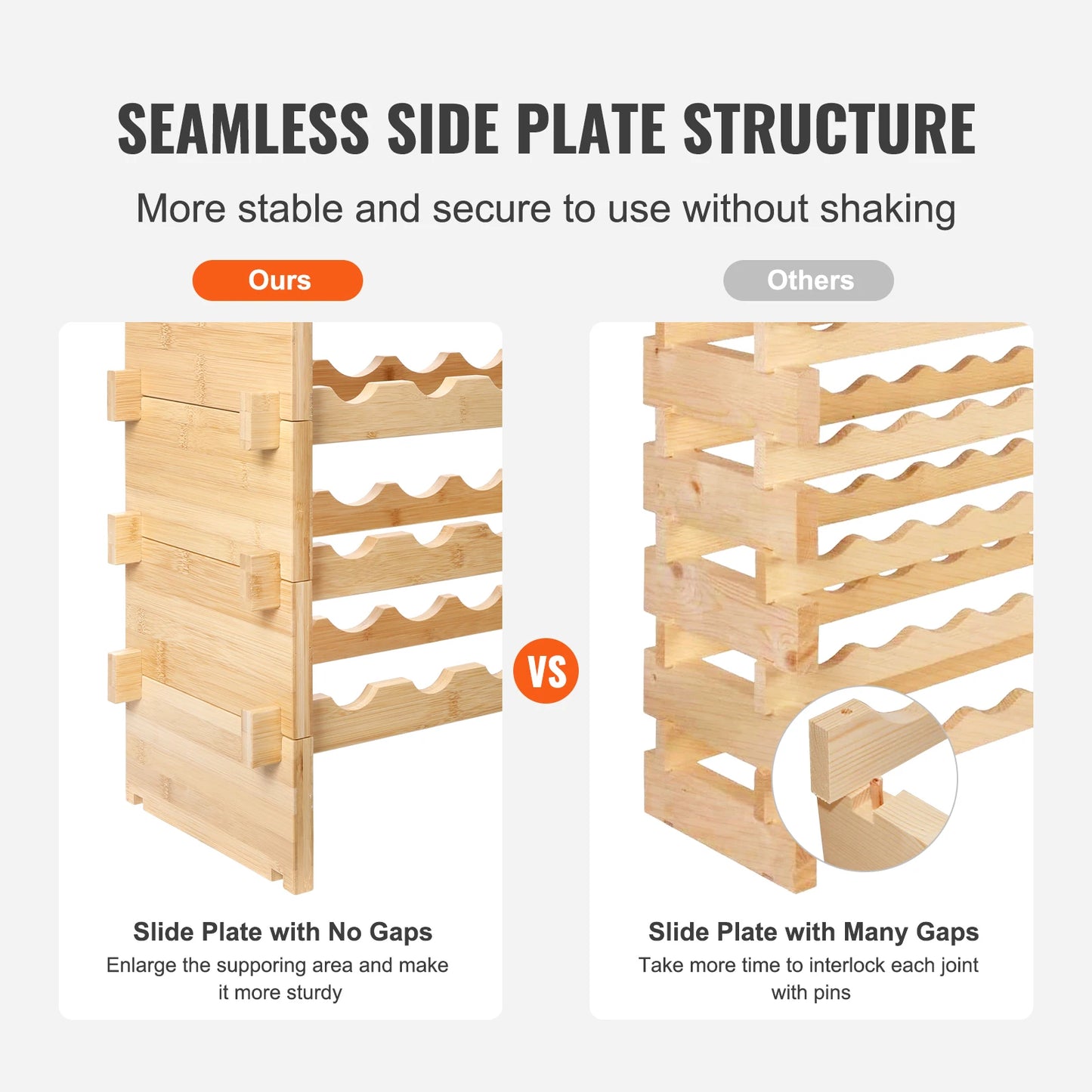 8 Tier Stackable Bamboo Wine Rack Free Standing Storage