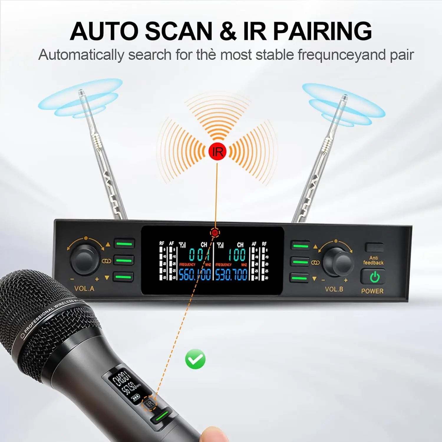 UHF Wireless Microphone System Dual Handheld Mics Set - Antland Marketplace