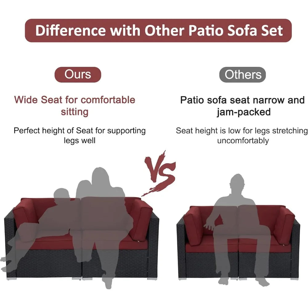 ZHUOTING 7 PCs Outdoor Patio Wicker Sectional Sofa Set