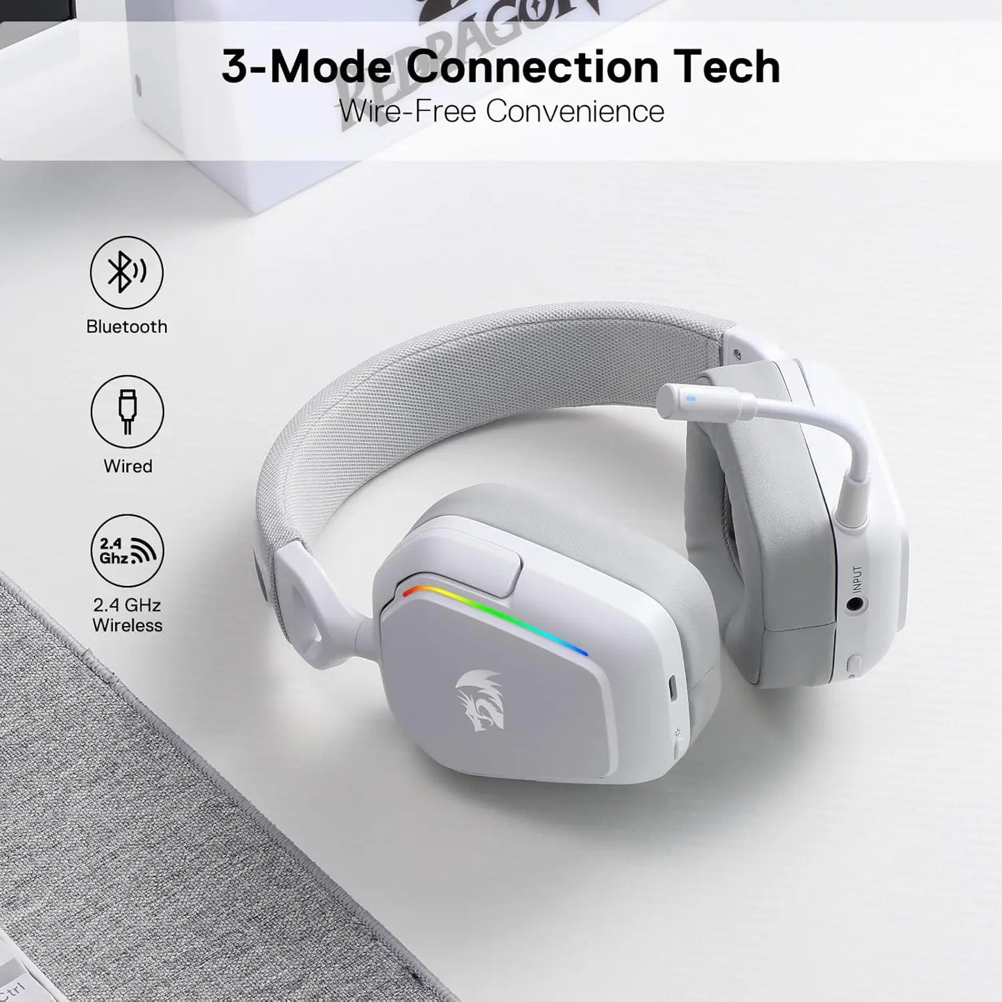 Redragon H868 Wireless RGB 7.1 Surround Sound Gaming Headset