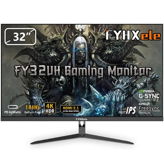 FYHXele 32 Inch 4K 144Hz IPS Gaming Monitor FreeSync GSync