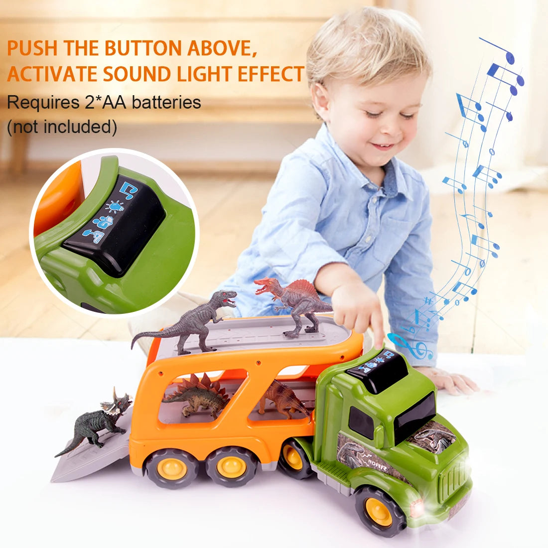 Dinosaur Transport Truck For Kids 3 6 Years T Rex Dino