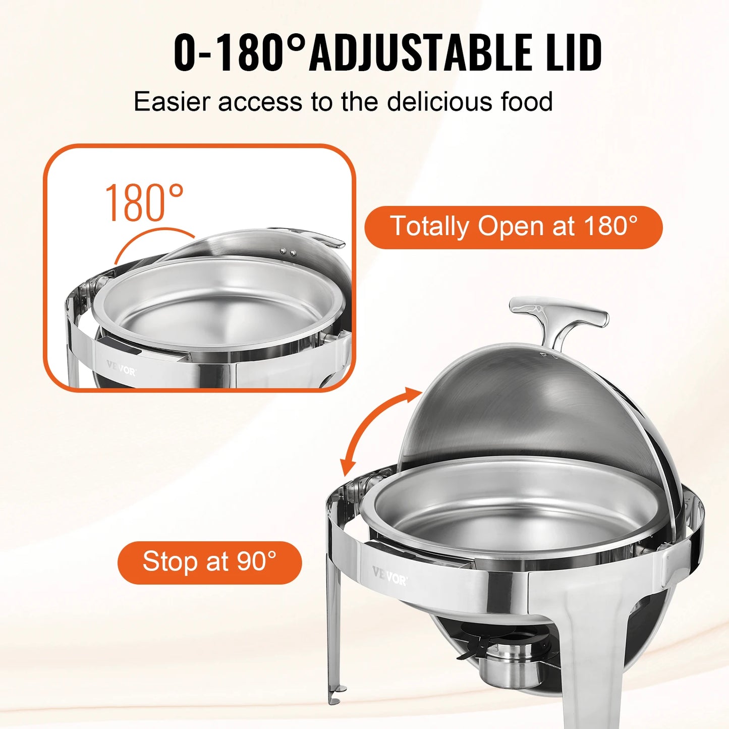 SucceBuy Roll Top Chafing Dish 6 Qt 2 Pack Stainless Steel