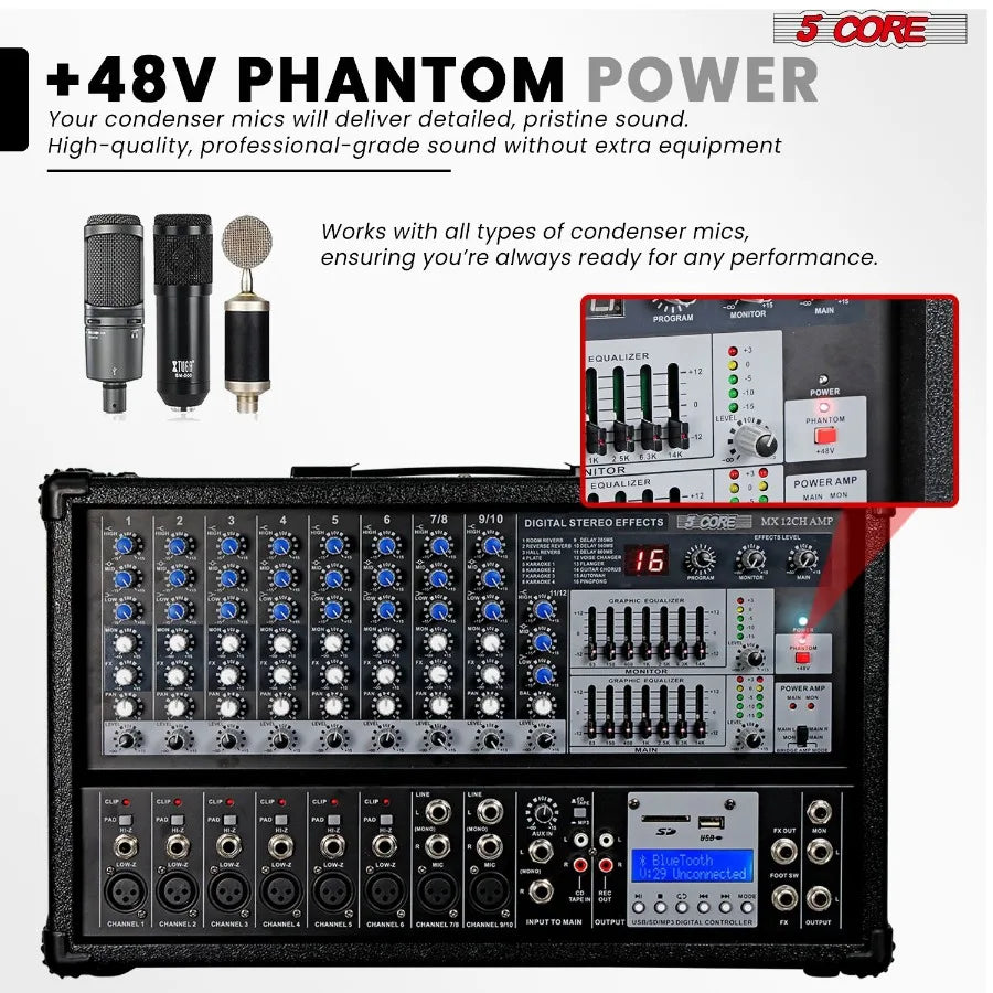 5Core 12 Channel Audio Mixer with Bluetooth and USB
