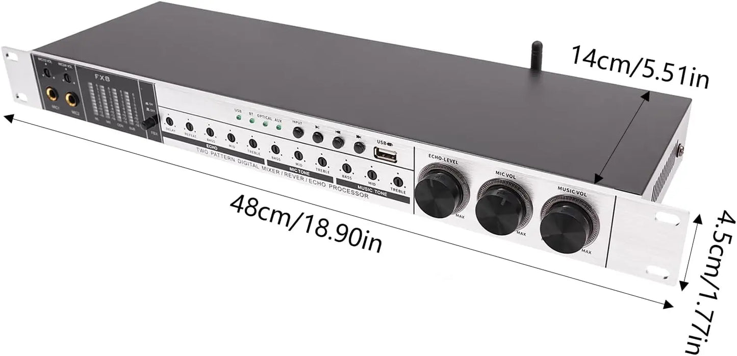 Professional 4-Mic Karaoke Mixer with Bluetooth and EQ Controls
