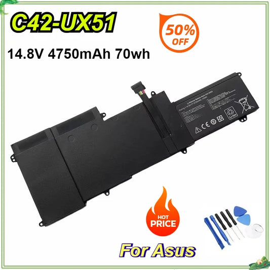 C42UX51 Laptop Battery For ASUS ZenBook U500 UX51 14.8V 70Wh